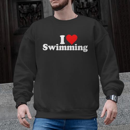 I LOVE HEART SWIMMING Men Graphic Sweatshirt - SwimGear Co