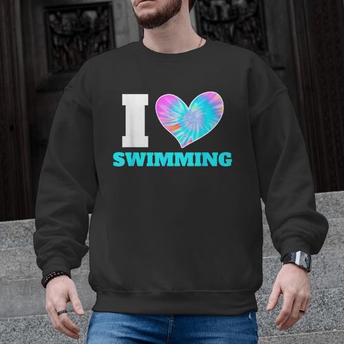 I Love Swimming Swimmer Swim Men Graphic Sweatshirt - SwimGear Co