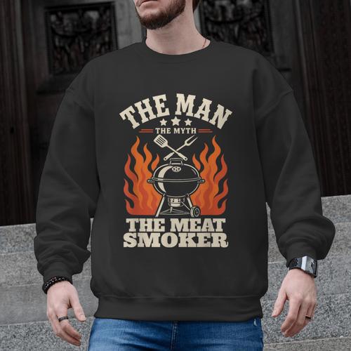 Man Myth Meat Smoker Legend BBQ Dad Men Graphic Sweatshirt - BBQ Dad Merch
