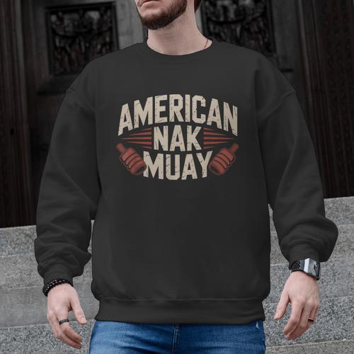 Muay Thai American Nak Fighter Identity Boxing Proud Sport Men Graphic Sweatshirt - Nak Muay Co.