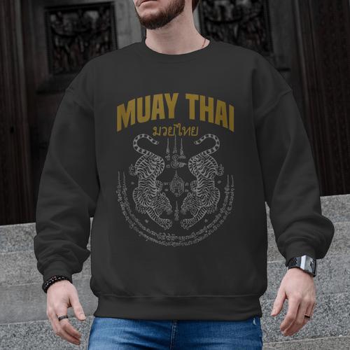 Muay Thai Art Twin Tigers Muay Thai Fighter MMA Martial Arts Men Graphic Sweatshirt - Nak Muay Co.