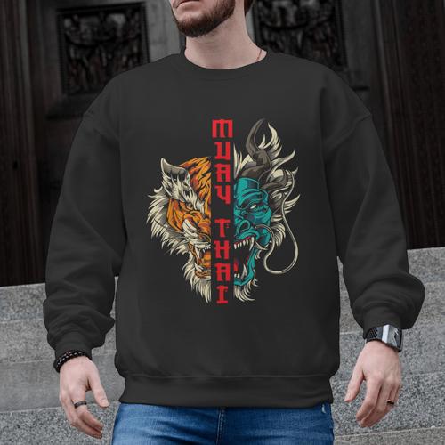 Muay Thai Thai Boxing Dragon Tiger Men Graphic Sweatshirt - Nak Muay Co.