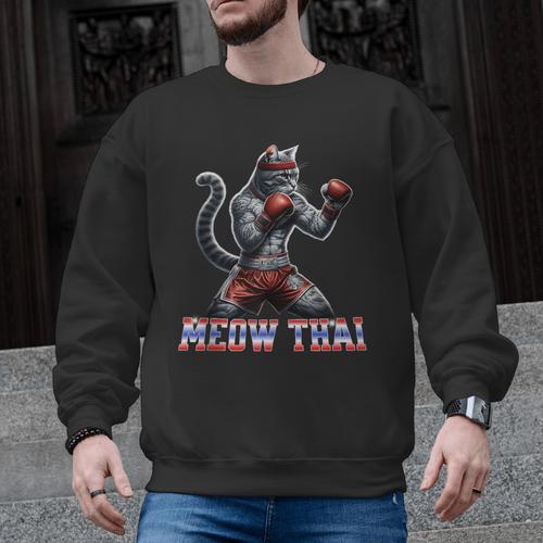 Muay Thai Cat Meow Thai Boxing Men Graphic Sweatshirt - Nak Muay Co.