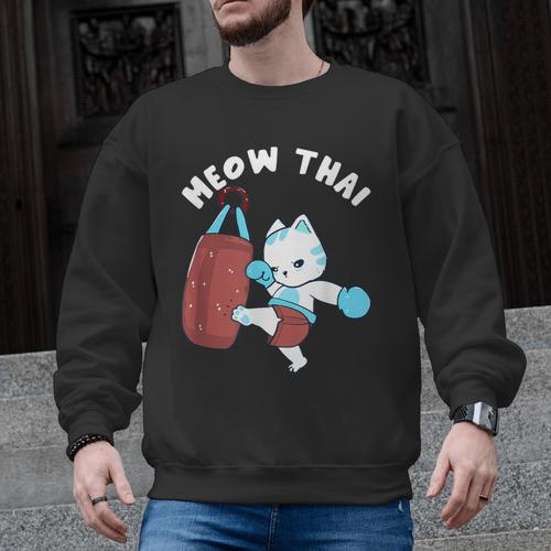 Muay Thai Cat Meow Thai Punch Bag Martial Arts Men Graphic Sweatshirt - Nak Muay Co.