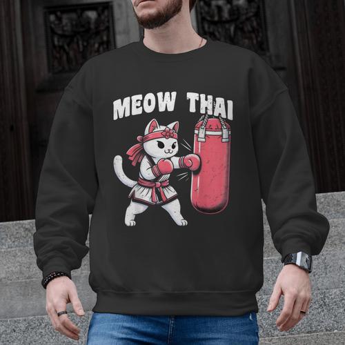 Muay Thai Cat Meow Thai Women Neko Costume Muay Thai Men Graphic Sweatshirt - Nak Muay Co.