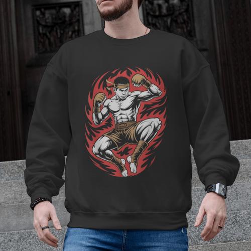 Muay Thai Elbow Strike Silhouette Minimal Clean Sport Men Graphic Sweatshirt - Nak Muay Co.