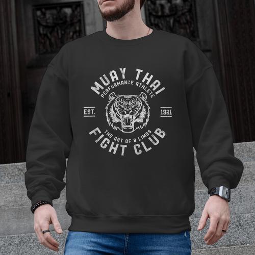 Muay Thai Fight Club Tiger Kick Boxing Shirt Men Graphic Sweatshirt - Nak Muay Co.