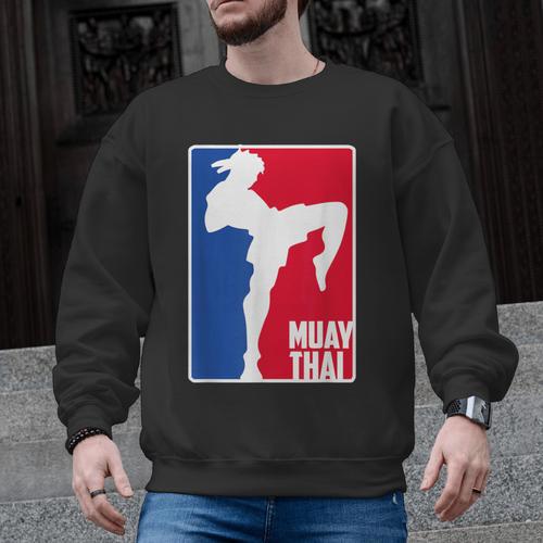 Muay Thai Fighter Retro Kickboxing Training MMA Men Graphic Sweatshirt - Nak Muay Co.