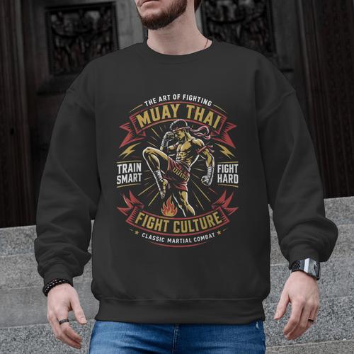 Muay Thai Fighter Training Thai Boxing Coach Men Graphic Sweatshirt - Nak Muay Co.