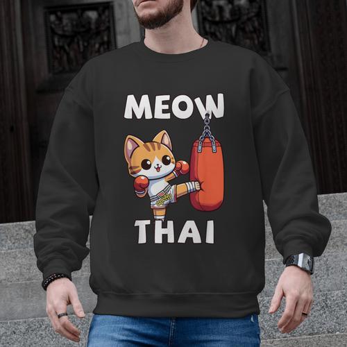 Muay Thai Meow Thai Thai Boxing For Boys Muay Thai Cat Men Graphic Sweatshirt - Nak Muay Co.