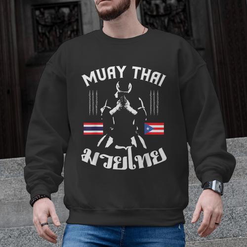 Muay Thai Puerto Rico Flag Martial Arts Thai Boxing Coach Men Graphic Sweatshirt - Nak Muay Co.
