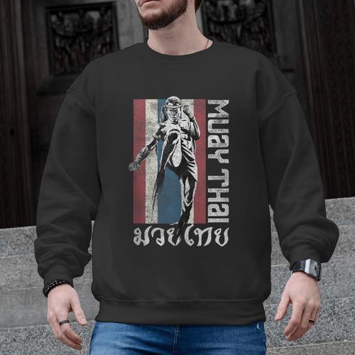 Muay Thai Shirt Thailand Flag Martial Arts Shirt Men Graphic Sweatshirt - Nak Muay Co.