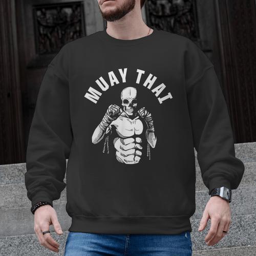 Muay Thai Skeleton Fighter MMA Club Coach Martial Arts Fight Men Graphic Sweatshirt - Nak Muay Co.