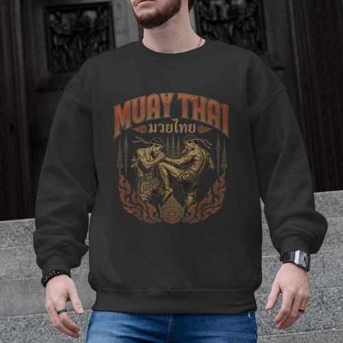 Muay Thai Vintage Thai Boxing Warrior Art Of 8 Limbs Men Graphic Sweatshirt - Nak Muay Co.