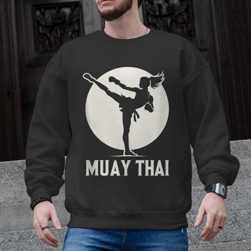 Muay Thai Woman Image Men Graphic Sweatshirt - Nak Muay Co.