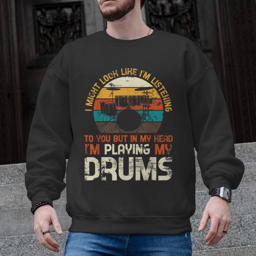 Musician Drummer Music Lover Drum Kit Men Graphic Sweatshirt - Downbeat Supply