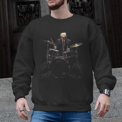 Percussion Player Drumset Retro Drum Kit Percussionist Trump Drummer Drums 2024 -Adults Men Graphic Sweatshirt - Downbeat Supply