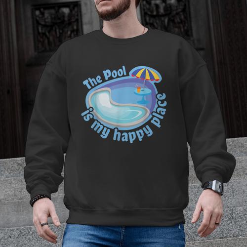 The Pool Is My Happy Place T Shirt Summer Swimming Tee Men Graphic Sweatshirt - SwimGear Co