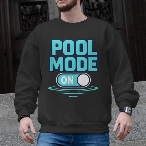 Pool Mode On Summer Swimming Vacation Men Graphic Sweatshirt - SwimGear Co