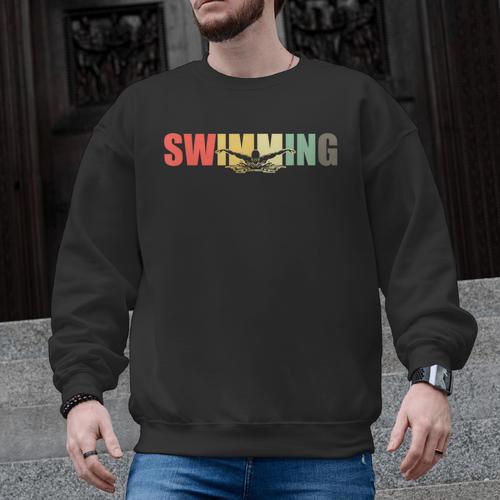 Retro Swimming Vintage Swimming Swimmer Men Graphic Sweatshirt - SwimGear Co