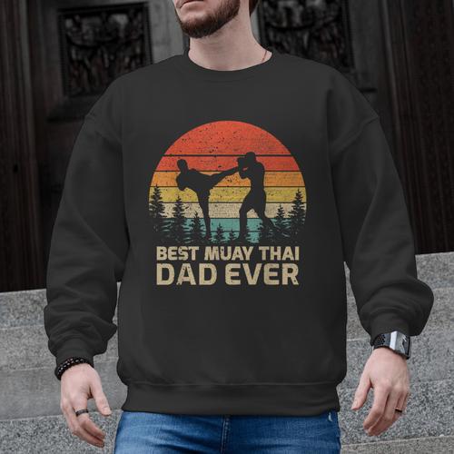 Retro Vintage Best Muay Thai Dad Ever Father's Day Men Graphic Sweatshirt - Nak Muay Co.