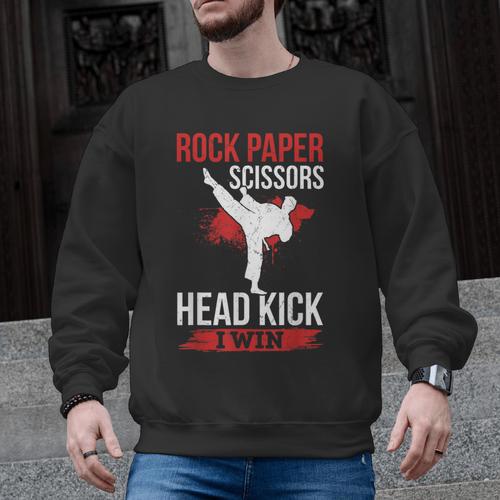 Rock Paper Scissors Head Kick I Win Muay Thai Men Graphic Sweatshirt - Nak Muay Co.