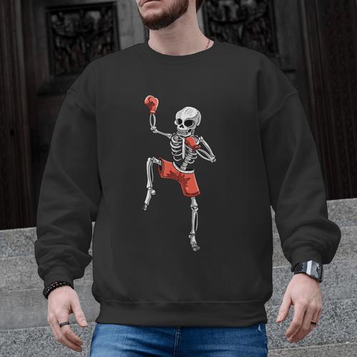 Skeleton Muay Thai Halloween Kickboxing MMA Fighter Costume Men Graphic Sweatshirt - Nak Muay Co.