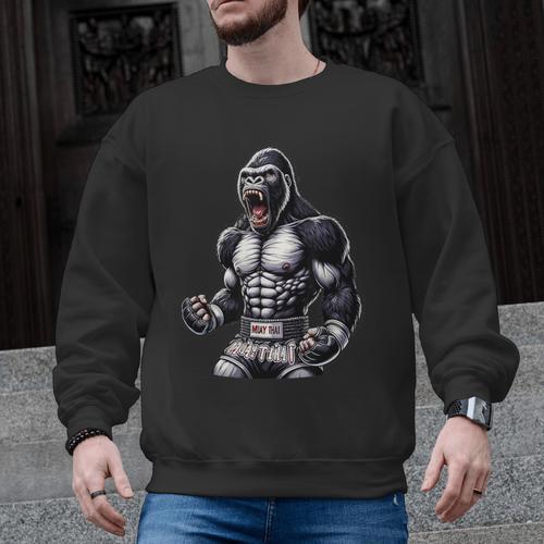 Strong Muay Thai Gorilla Thai Boxing And Fighting Men Graphic Sweatshirt - Nak Muay Co.