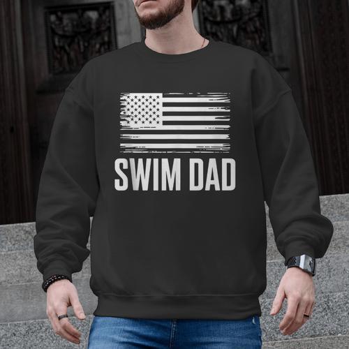 Swim Dad Art For Dad Father Men Swim Team Dad Swimming Coach Men Graphic Sweatshirt - SwimGear Co