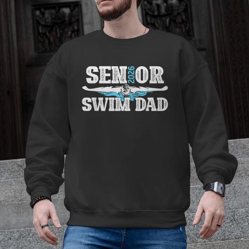 Swim Senior Dad 2026 Proud Swimming Senior Father 2026 Men Graphic Sweatshirt - SwimGear Co