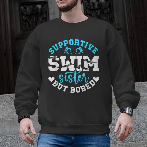 Swim Sister Supportive Swimming Sister Of A Swimmer Sis Men Graphic Sweatshirt - SwimGear Co