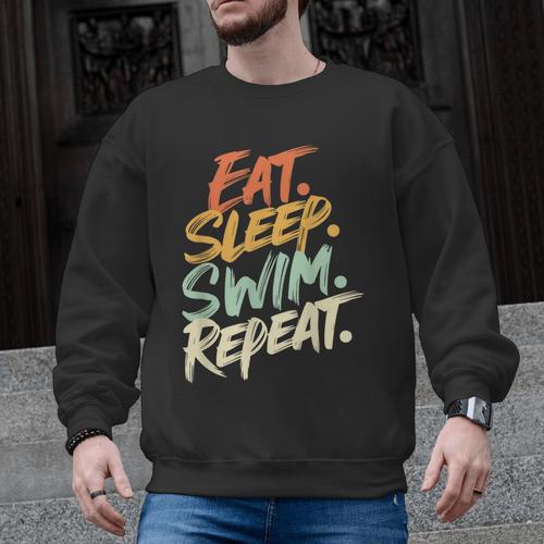 Swimmer Eat Sleep Swim Repeat I Swimming Men Graphic Sweatshirt - SwimGear Co