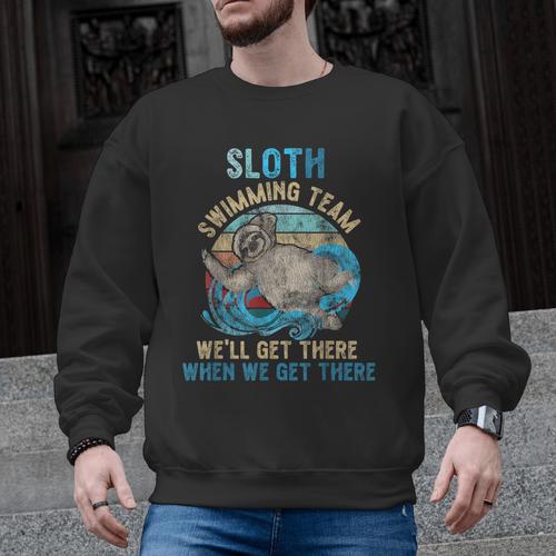 Swimmer Swim Sloth Swimming Team Retro Men Graphic Sweatshirt - SwimGear Co