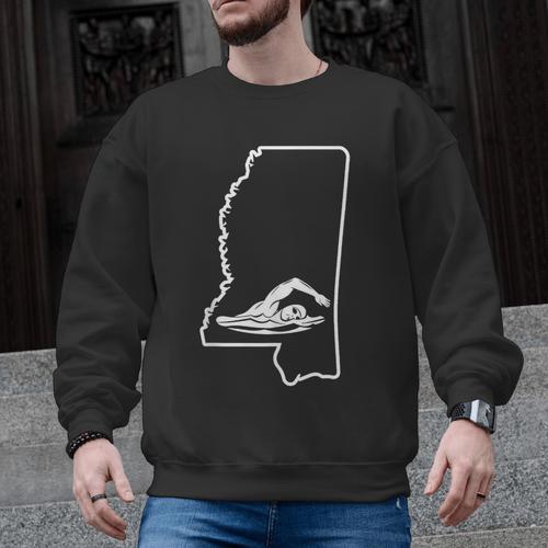Swimming Apparel Mississippi Swimmer Training Men Graphic Sweatshirt - SwimGear Co