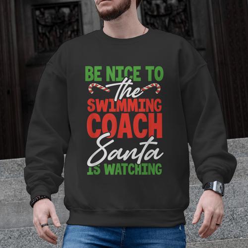 Swimming Coach Christmas Xmas Swimming Santa Men Graphic Sweatshirt - SwimGear Co
