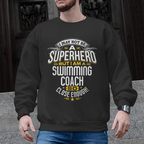 Swimming Coach TShirt Idea Superhero Swimming Shirt Men Graphic Sweatshirt - SwimGear Co