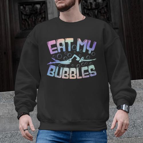 Swimming Eat My Bubbles Swim Watercolour Men Graphic Sweatshirt - SwimGear Co