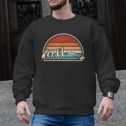 Swimming Evolution Retro Swim Swimmer Men Women Men Graphic Sweatshirt - SwimGear Co