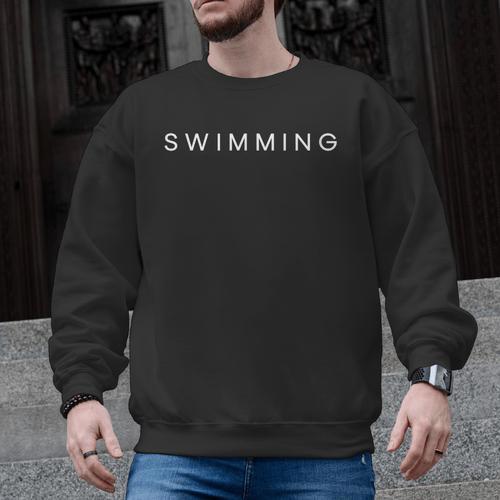 Swimming Minimalist Text Swimmer Coach Men Graphic Sweatshirt - SwimGear Co