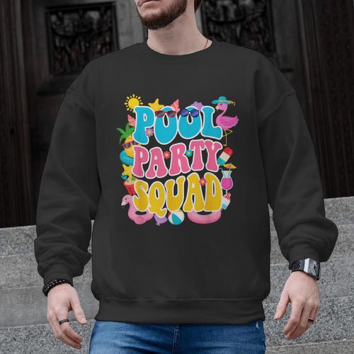 Swimming Pool Party Squad Beach Pool Party Matching Beach Men Graphic Sweatshirt - SwimGear Co
