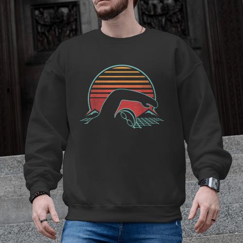 Swimming Retro Vintage 80s Style Swimmer Men Graphic Sweatshirt - SwimGear Co