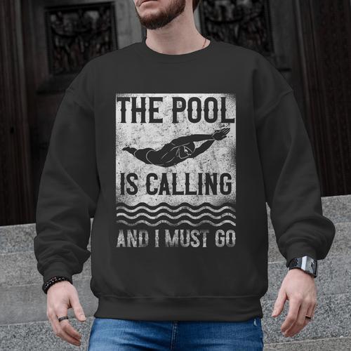 Swimming Swimmer Swim The Pool Is Calling Vintage Men Graphic Sweatshirt - SwimGear Co