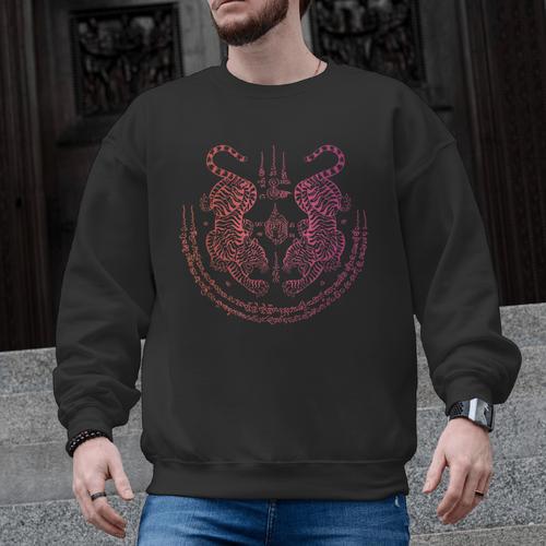 Thai Tattoo Twin Tiger Sak Yant Muay Thai Thailand Graphic Men Graphic Sweatshirt - Nak Muay Co.