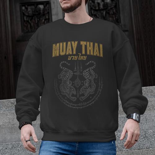 Twin Tiger Sak Yant Muay Thai Tank Top Men Graphic Sweatshirt - Nak Muay Co.