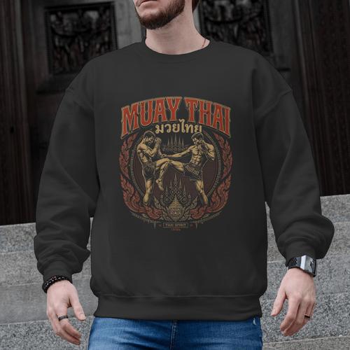 Vintage Muay Thai Bangkok Thailand Thai Boxing Art Men Graphic Sweatshirt - Nak Muay Co.