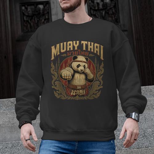 Vintage Muay Thai Gym Thai Boxing Training Fighter Panda Men Graphic Sweatshirt - Nak Muay Co.