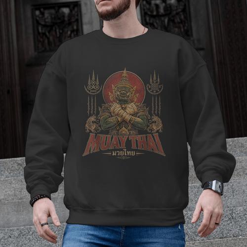 Vintage Muay Thai Respect Thai Boxing Fighter Thai Giant Men Graphic Sweatshirt - Nak Muay Co.