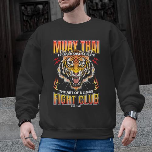 Vintage Muay Thai Twin Tiger Art Of 8 Limbs Men Graphic Sweatshirt - Nak Muay Co.