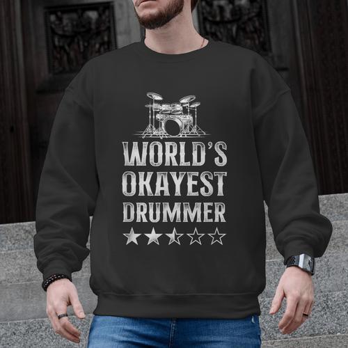 Vintage World'S Okayest Drummer Drum Kit Men Graphic Sweatshirt - Downbeat Supply