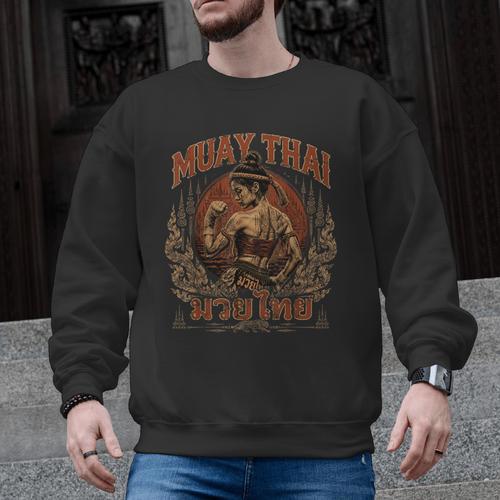Weathered Muay Thai Fighter Thai Boxing Warrior Art Men Graphic Sweatshirt - Nak Muay Co.